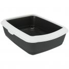 Katzentoilette Classic mit Rand, 37x15x47cm, dunkelgrau/weiß