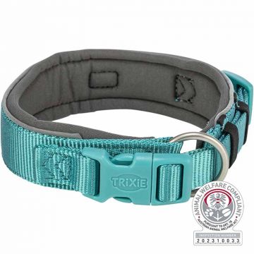 Premium Halsband, extra breit, aqua/grafit