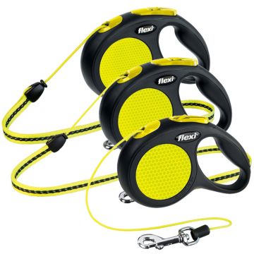 flexi new CLASSIC NEON, Seil, schwarz/neon