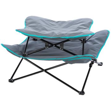 Camping-Bett, dunkelgrau/petrol