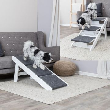Rampe mit ausklappbaren Stufen, MDF, 44x46x106 cm, weiß