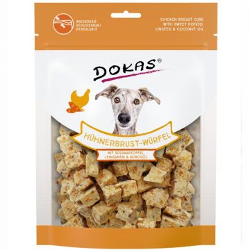 Dokas Dog Snack Hühnerbrust-Würfel mit Süßkartoffel 150g