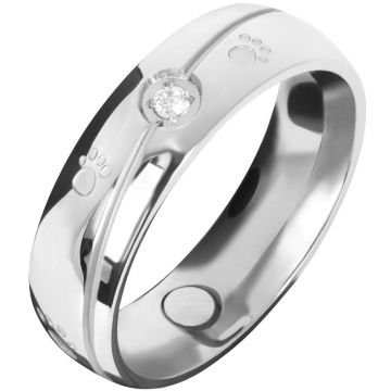 Magnet-Ring mit Pfoten und Zirkonia, 6mm, silberfarben