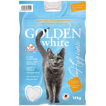 Katzenstreu Golden WHITE mit Lavendelduft 14 kg