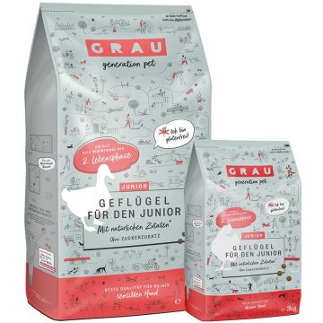 Grau Hund Junior Geflügel