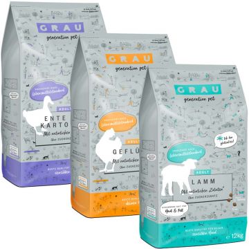 Grau Hund Trockenfutter Sparpaket 12 kg