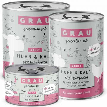 Grau Katze Adult Huhn und Kalb