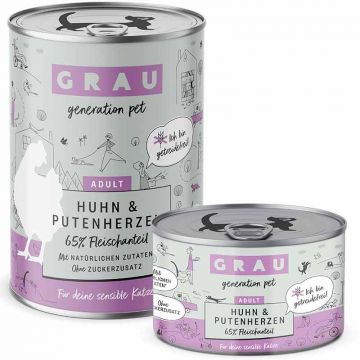 Grau Katze Adult Huhn und Putenherzen