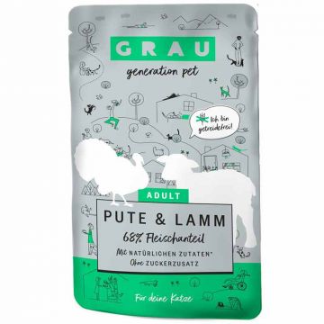 Grau Katze Adult Pouch Pute und Lamm 125g