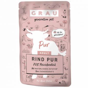 Grau Katze Adult Pouch Rind pur 125g