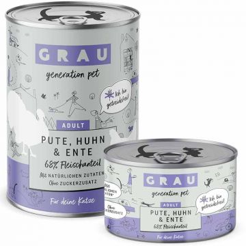 Grau Katze Adult Pute mit Huhn und Ente