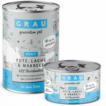 Grau Katze Adult Pute mit Lachs und Makrele