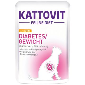 Kattovit Pouch Diabetes/Gewicht mit Huhn 85g