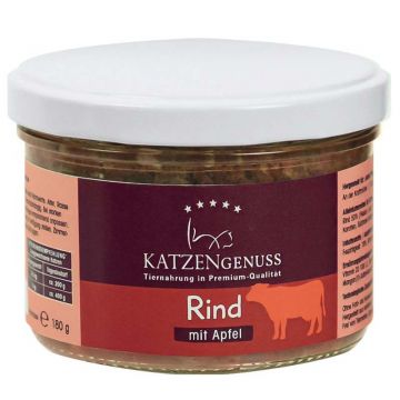 Katzengenuss Gourmet Rind mit Apfel 180g im Glas