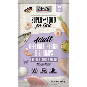 Macs Cat Pouch Geflügel, Hering + Shrimps 100g