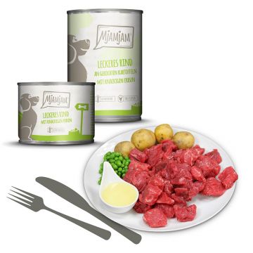 MjAMjAM Dog Dose leckeres Rind mit Kartoffeln und Erbsen