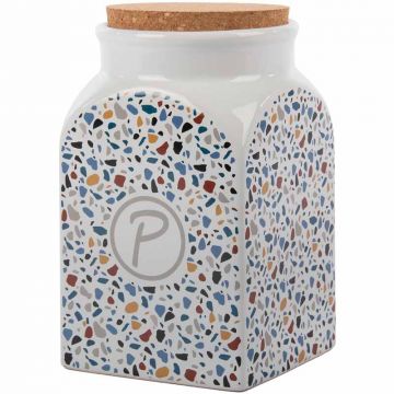Petlando Futter- und Snackdose Terrazzo, 1350 ml, weiß