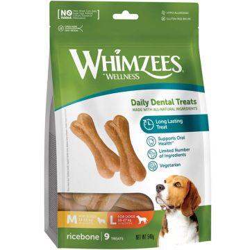 Whimzees Dog Snack Ricebone/Reisknochen M-L, 9 Stück 540g