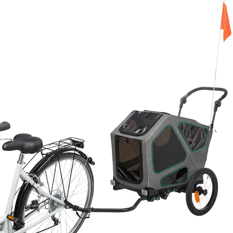 Fahrrad-Anhänger für Hunde Gr. S bis 25 kg, grau/salbei