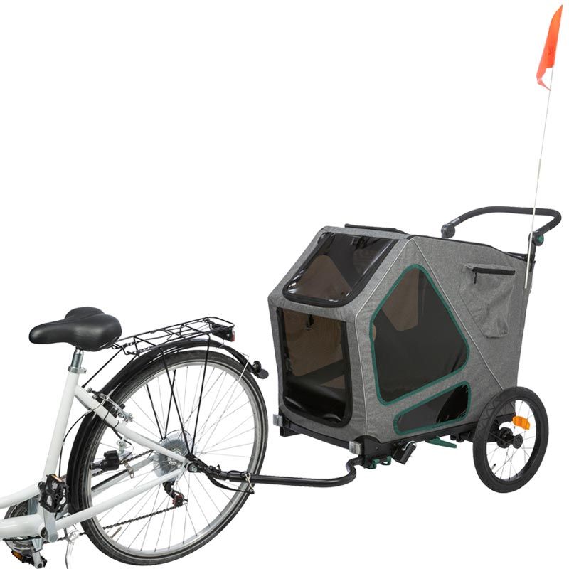 Fahrrad-Anhänger für Hunde Gr. M bis 35 kg, grau/salbei