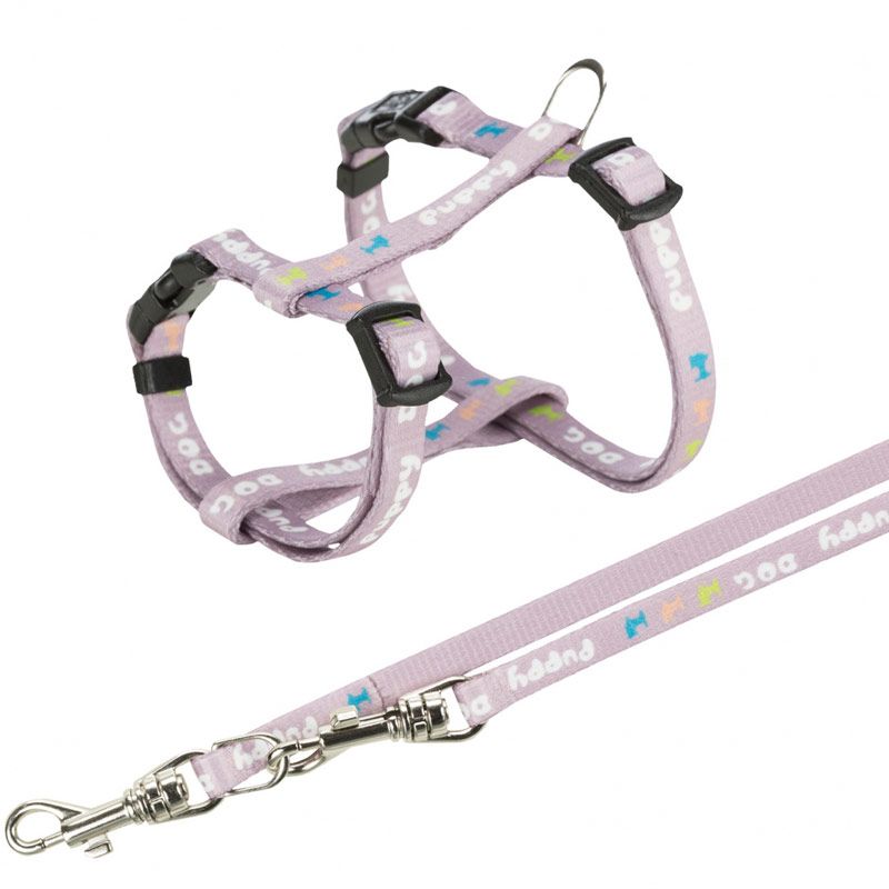 Junior Welpengeschirr mit Leine, 23-34cm/8mm, flieder