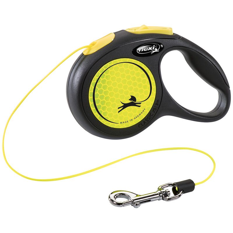 flexi new CLASSIC NEON, Seil, XS: 3m, bis 8kg, schwarz/neon