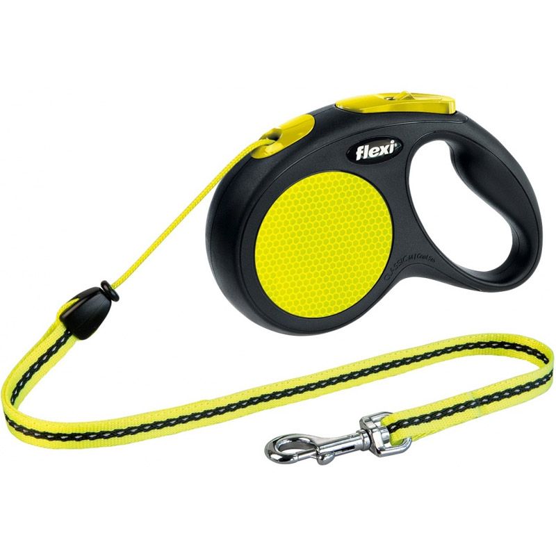 flexi new CLASSIC NEON, Seil, M: 5m, bis 20kg, schwarz/neon