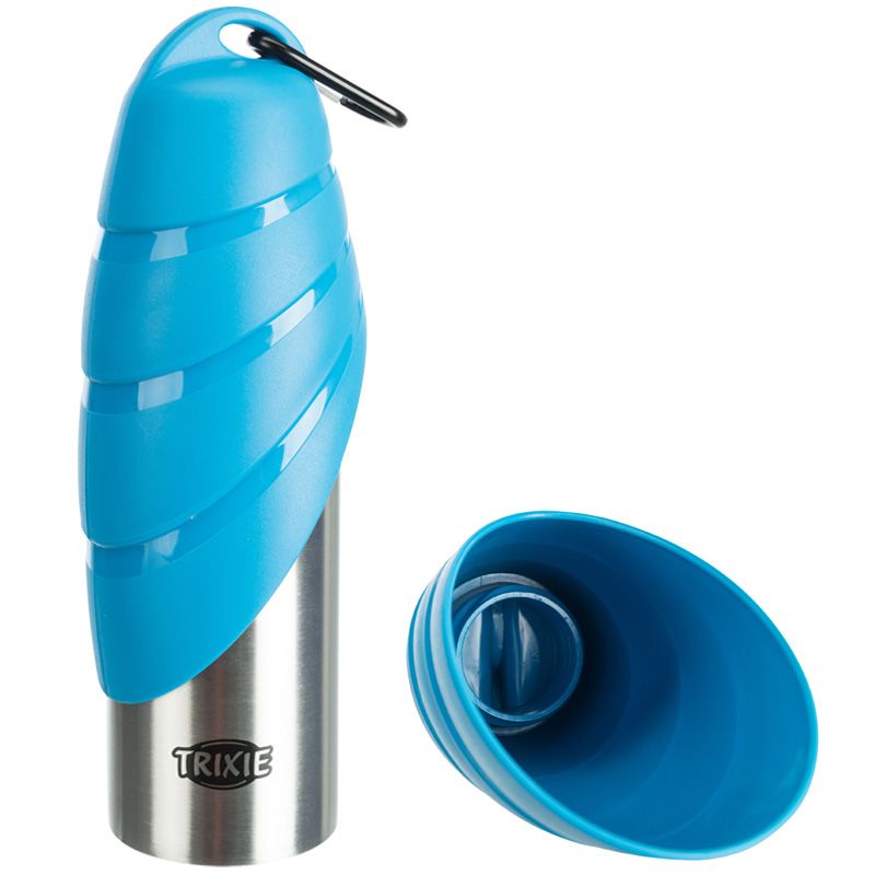 Flasche mit Trinknapf, Edelstahl/Kunststoff, 750 ml