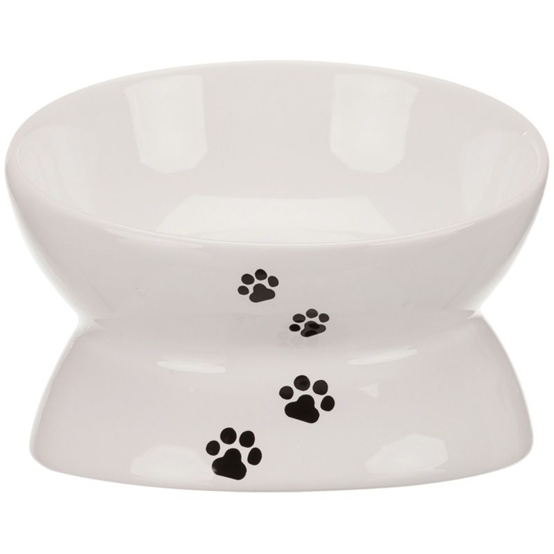 Keramiknapf Katze, 0,15 l / 13 cm, erhöht, weiß