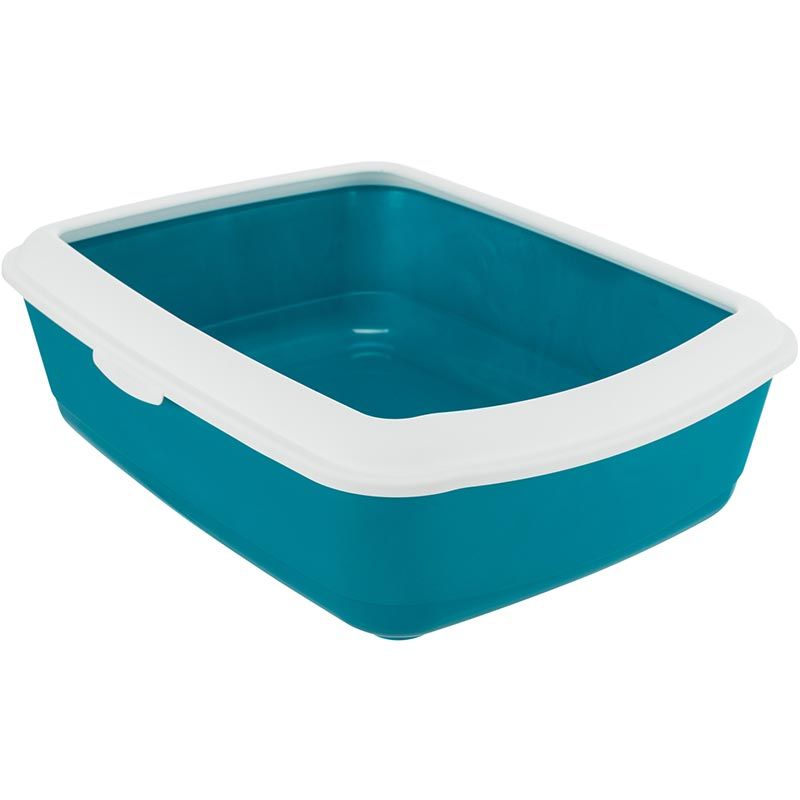 Katzentoilette Classic mit Rand, 37x15x47cm, petrol/weiß