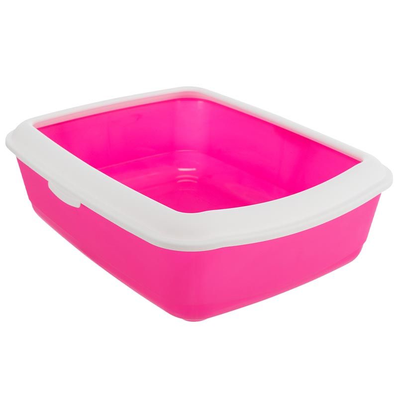 Katzentoilette Classic mit Rand, 37x15x47cm, pink/weiß