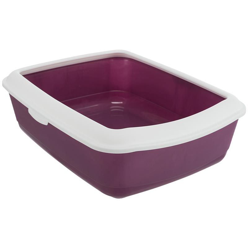 Katzentoilette Classic mit Rand, 37x15x47cm, beere/weiß