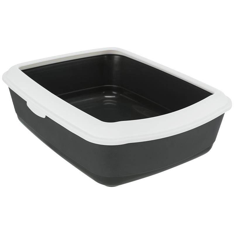 Katzentoilette Classic mit Rand, 37x15x47cm, dunkelgrau/weiß