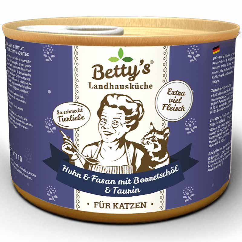Betty's Landhausküche Dose Huhn, Fasan + Borretschöl 200g