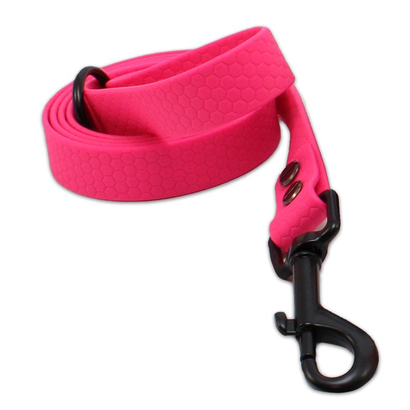 Coated Webbing Führleine mit HS 120cm/16mm, pink