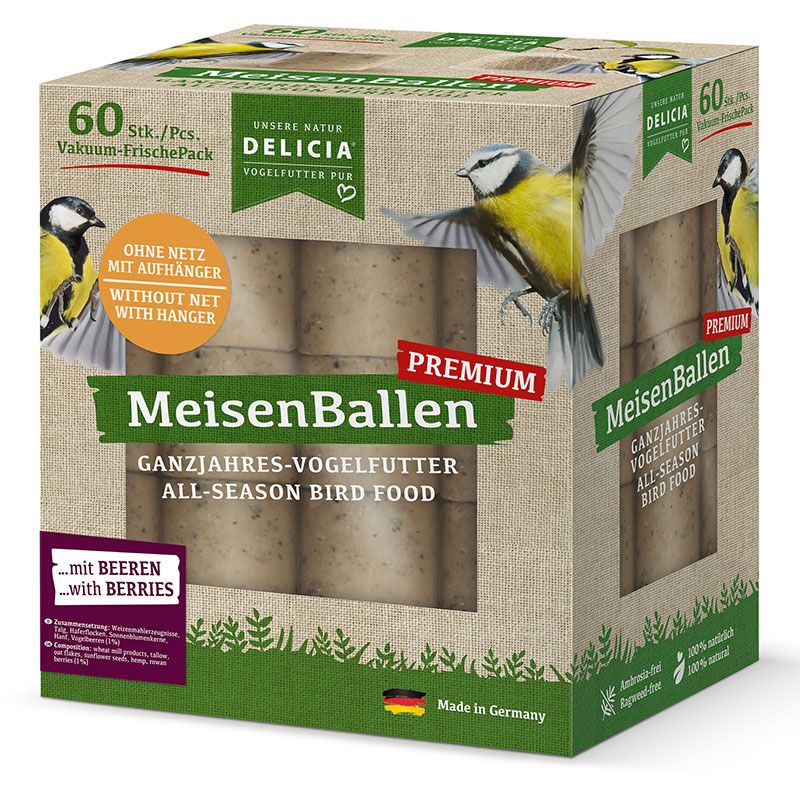 Delicia Premium Meisenballen mit Beeren (ohne Netz) 60er