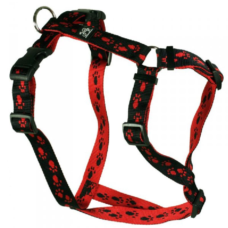 Feltmann Kreuzgeschirr 15mm/35-50cm SCHWARZ/ROTE Pfötchen