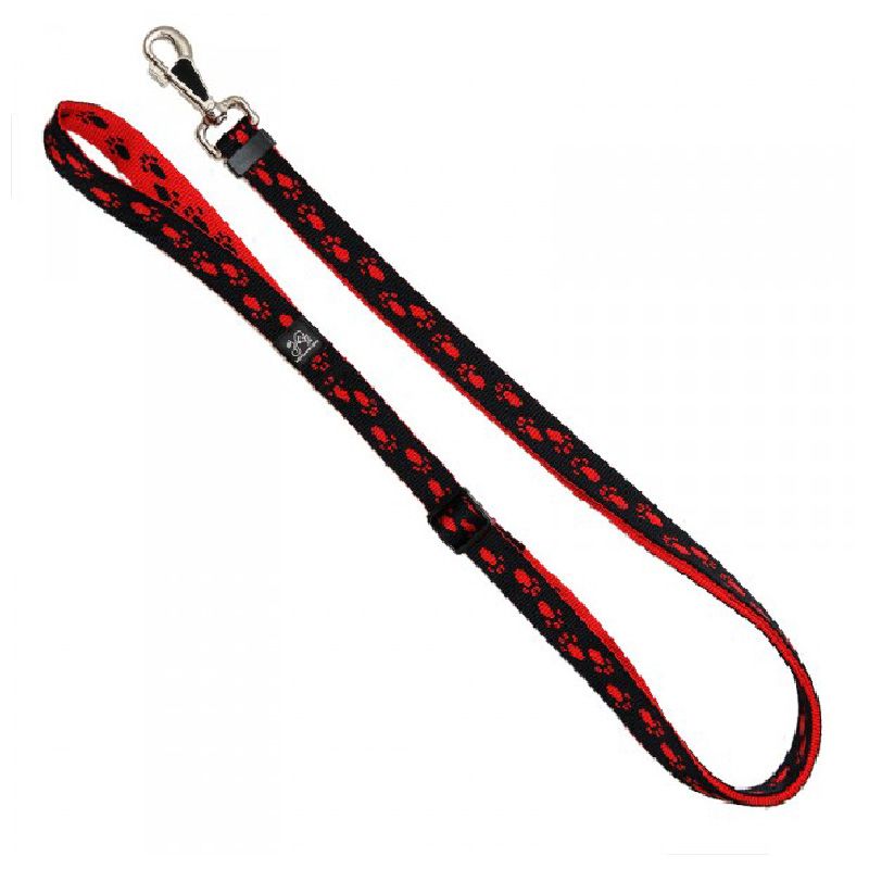 Kombileine 20mm/100-200cm SCHWARZ/ROTE Pfötchen