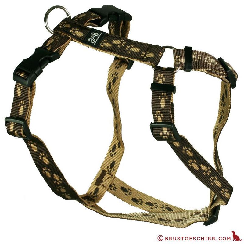 Feltmann Kreuzgeschirr 15mm/35-50cm BRAUN/BEIGE Pfötchen