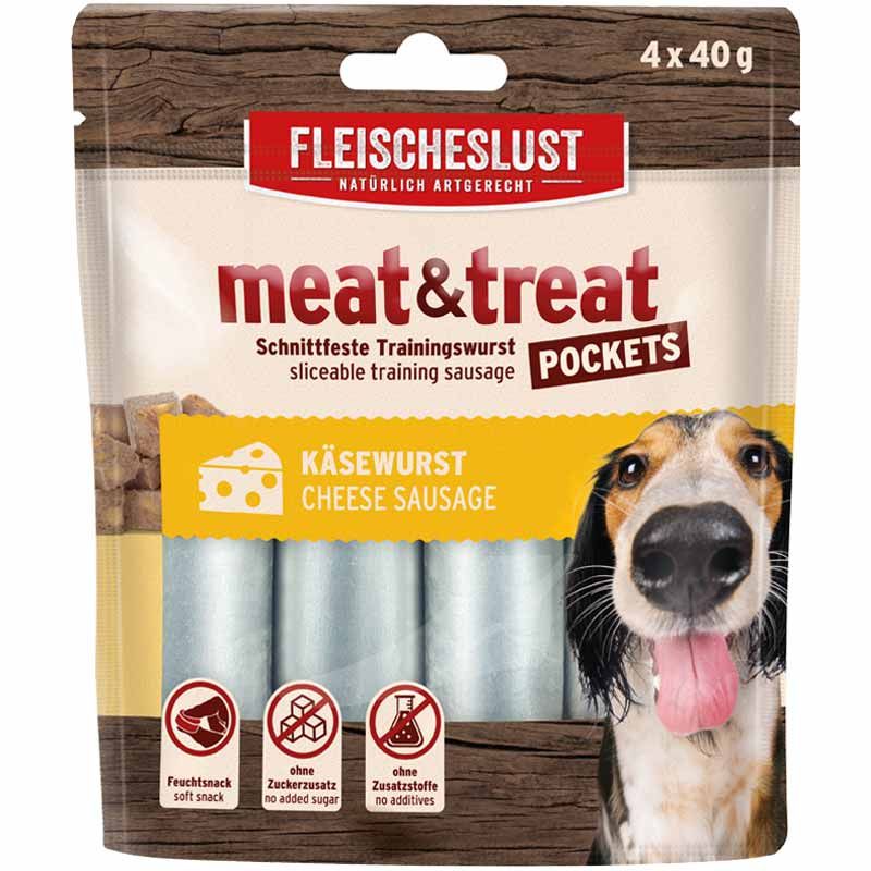 Fleischeslust Meat & Treat Pockets Käsewurst 4x40g