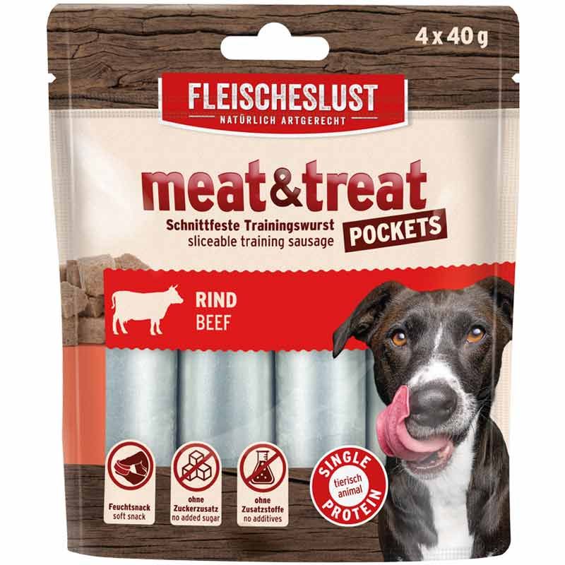 Fleischeslust Meat & Treat Pockets Rind 4x40g