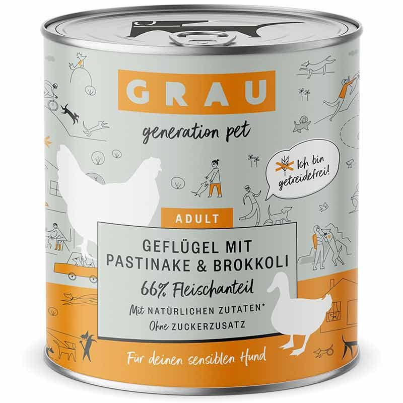 Grau Hund Adult Geflügel mit Pastinake und Brokkoli 800g