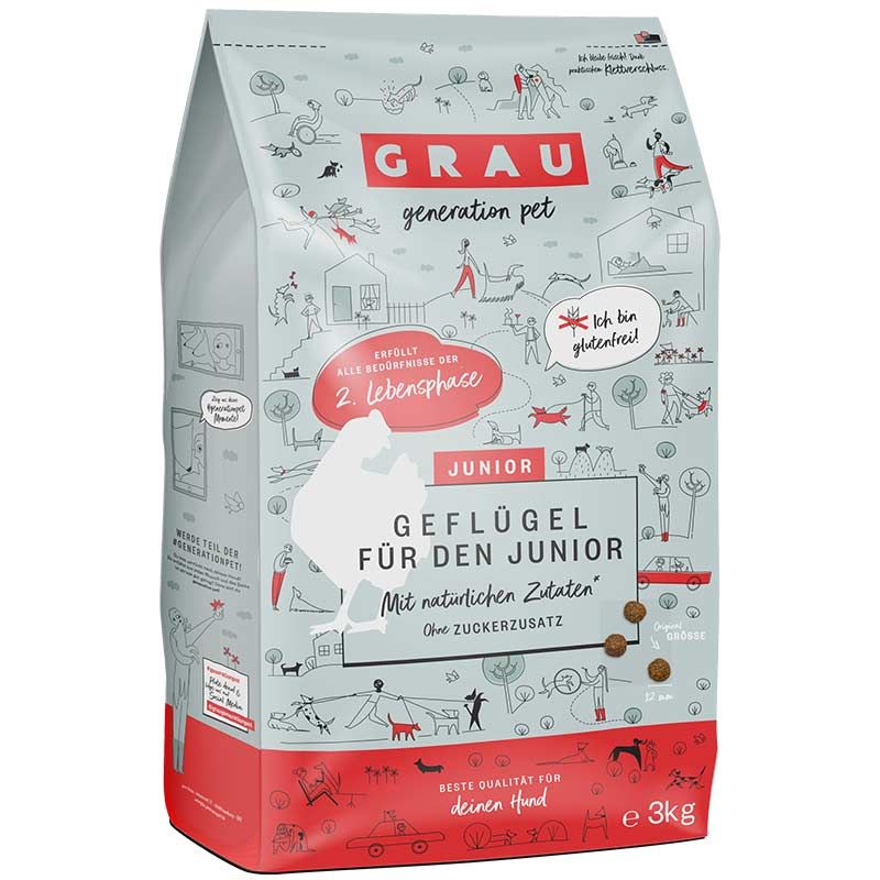 Grau Hund Junior Geflügel 3 kg