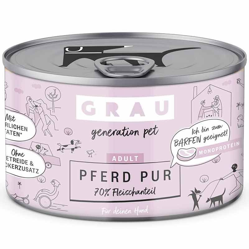 Grau Hund Adult Pferd Pur 200g