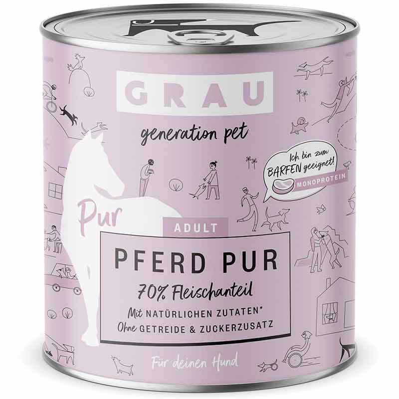 Grau Hund Adult Pferd Pur 800g