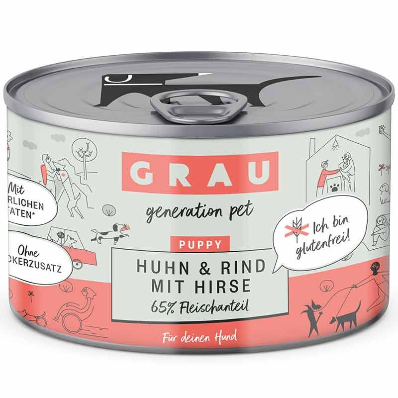 Grau Hund Puppy Huhn und Rind mit Hirse 200g