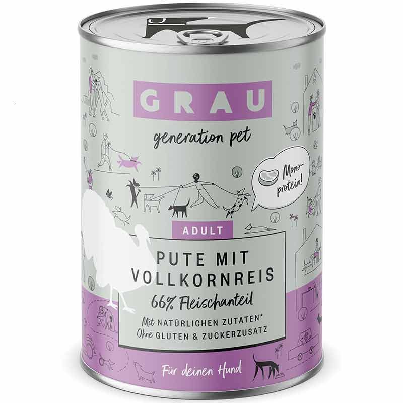 Grau Hund Adult Pute mit Vollkornreis 400g