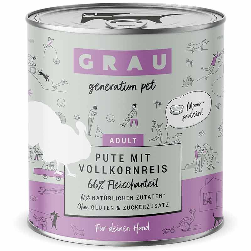 Grau Hund Adult Pute mit Vollkornreis 800g