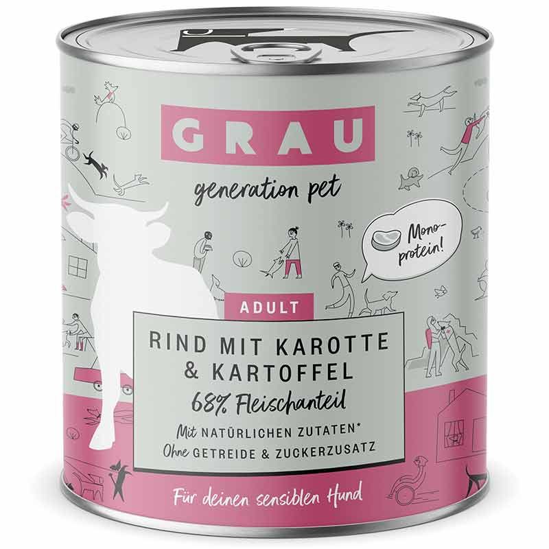 Grau Hund Adult Rind mit Karotte und Kartoffel 800g
