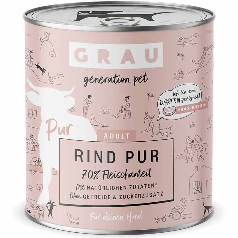 Grau Hund Adult Rind Pur 800g